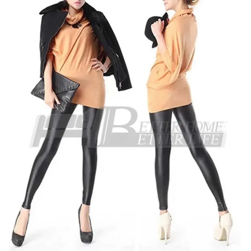 Girl's Sexy Black Faux Leather Leggingsshiny Leather Pants Store 1