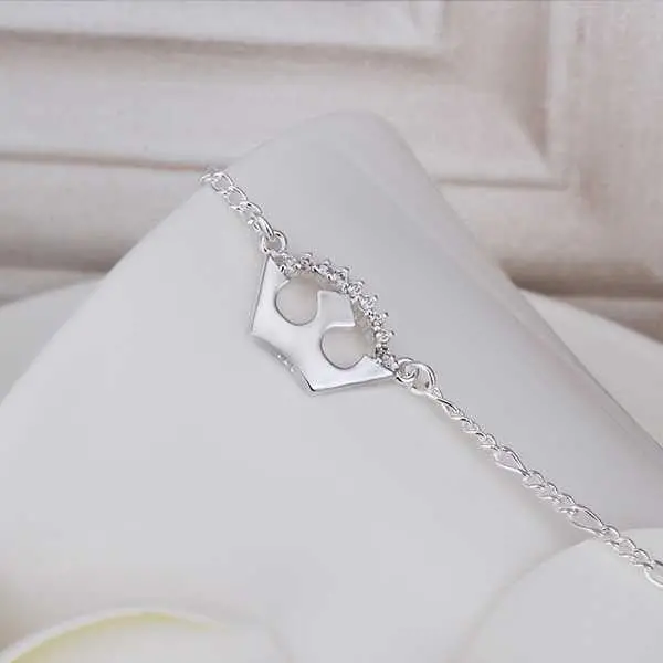 Girls Silver Plated Jewelry Crown Sliver Anklet Bracelets Bangles Ankle On The Leg Smta 19 2