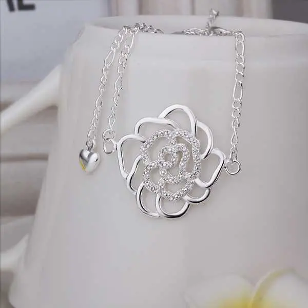 Girls Silver Plated Jewelry Inlaid Flower Anklet Bracelets Bangles Leg Smta 27 1