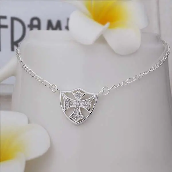 Girls Silver Plated Jewelry Insets Cross Sliver Anklet Bracelets Bangles Ankle On The Leg Smta  3 1