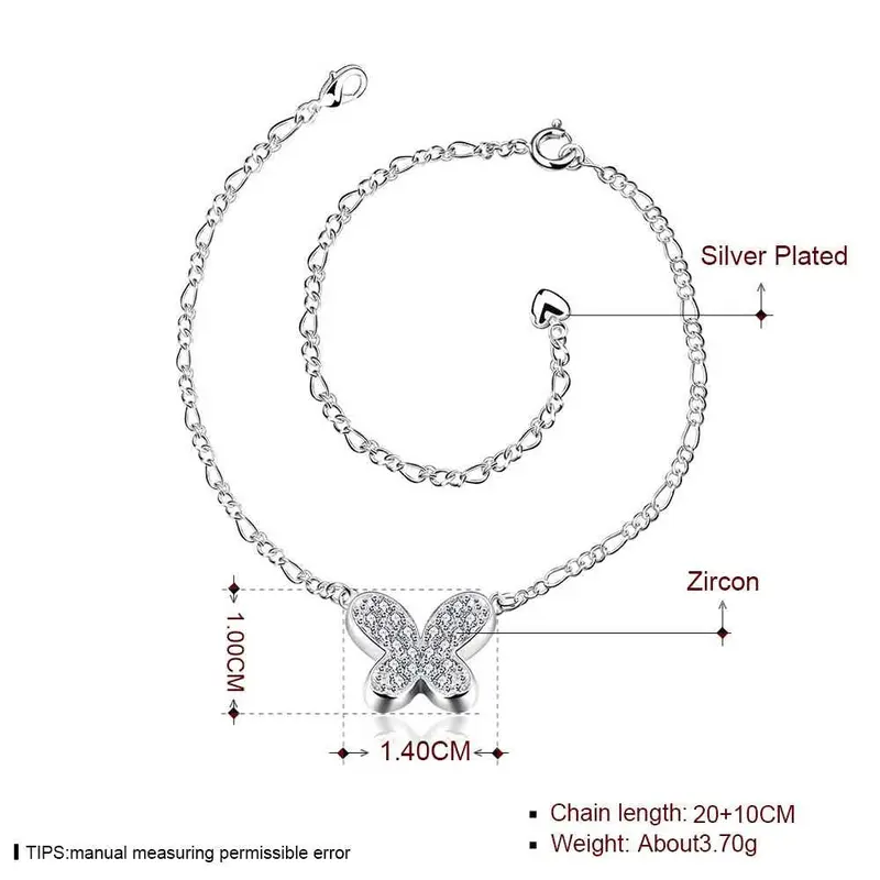 Girls Silver Plated Jewelry Insets Small Butterfly Anklet Bracelets Bangles Leg Smta 8 2