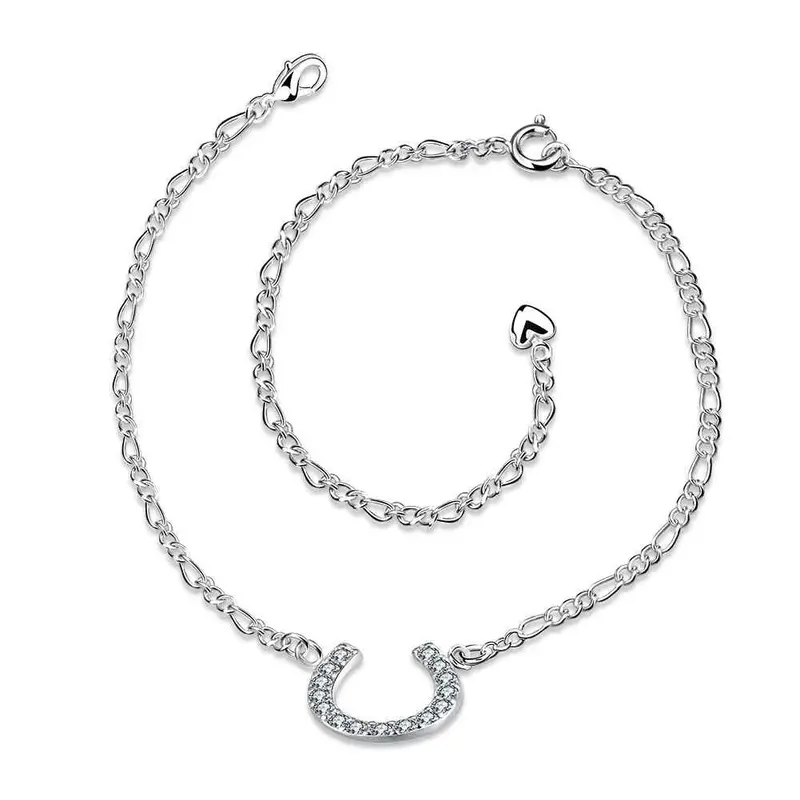 Girls Silver Plated Jewelry Insets U Sliver Anklet Bracelets Bangles Ankle On The Leg Smta 23 1