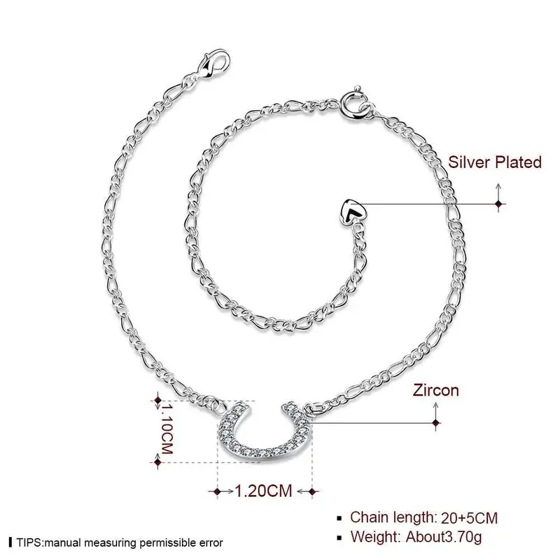 Girls Silver Plated Jewelry Insets U Sliver Anklet Bracelets Bangles Ankle On The Leg Smta 23 2