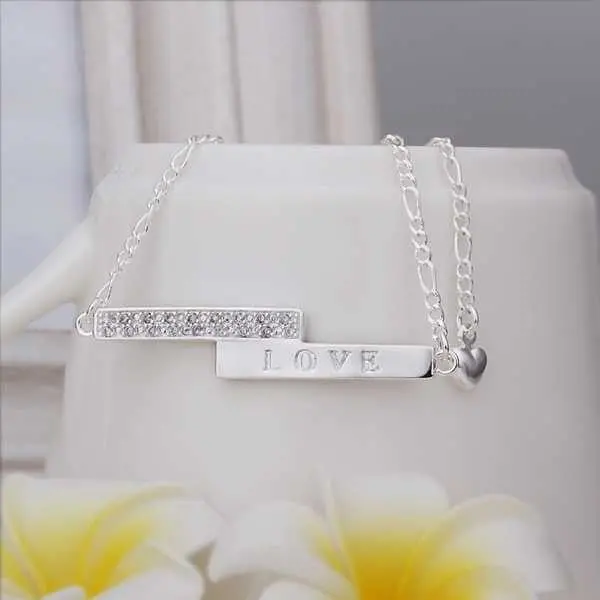 Girls Silver Plated Jewelry Love Simple Sliver Anklet Bracelets Bangles Ankle On The Leg Smta 13 1