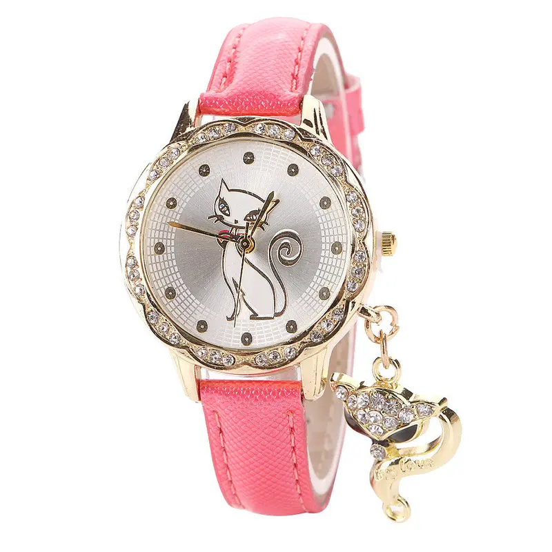 Girls Watch Luxury Diamond Analog Leather Quartz Wrist Watches For Women Dropshipping Relogio Feminino Feida 3
