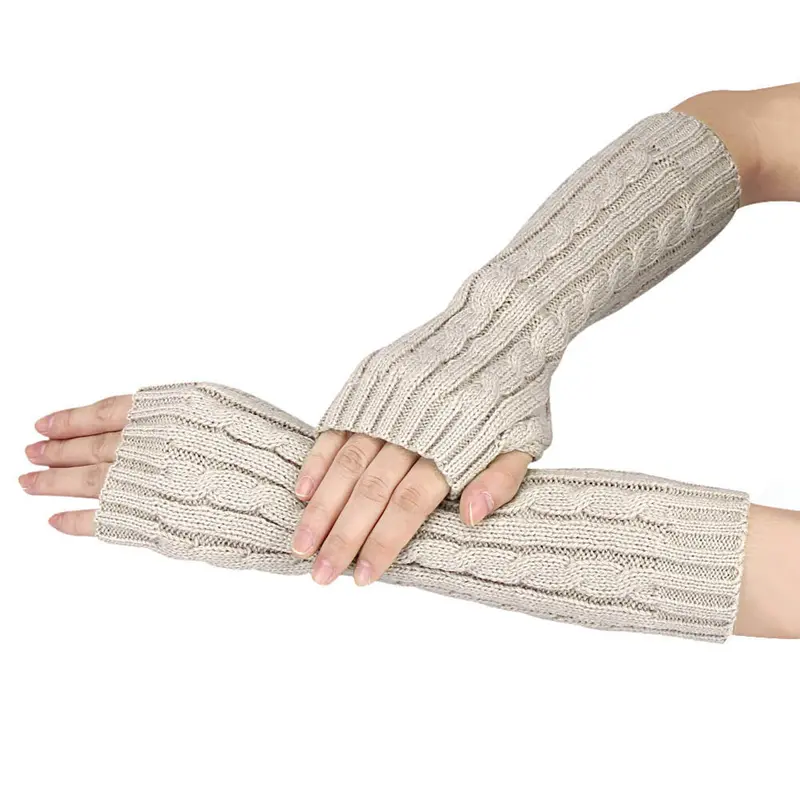 Glovenovelty Soft Gloves Women Girl Mittens Knitted Arm Fingerless Gloves Warm Mitten 1