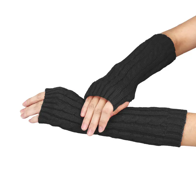Glovenovelty Soft Gloves Women Girl Mittens Knitted Arm Fingerless Gloves Warm Mitten 2