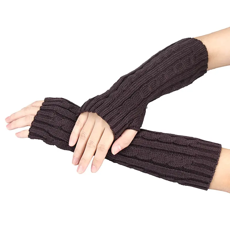 Glovenovelty Soft Gloves Women Girl Mittens Knitted Arm Fingerless Gloves Warm Mitten 3