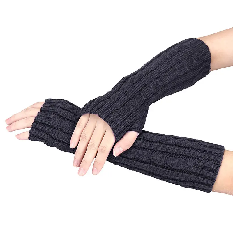 Glovenovelty Soft Gloves Women Girl Mittens Knitted Arm Fingerless Gloves Warm Mitten 4