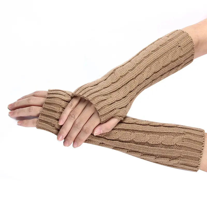 Glovenovelty Soft Gloves Women Girl Mittens Knitted Arm Fingerless Gloves Warm Mitten 5