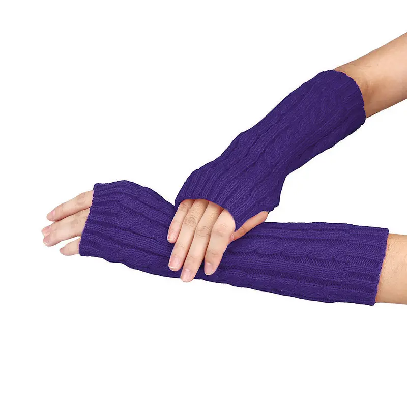 Glovenovelty Soft Gloves Women Girl Mittens Knitted Arm Fingerless Gloves Warm Mitten 6