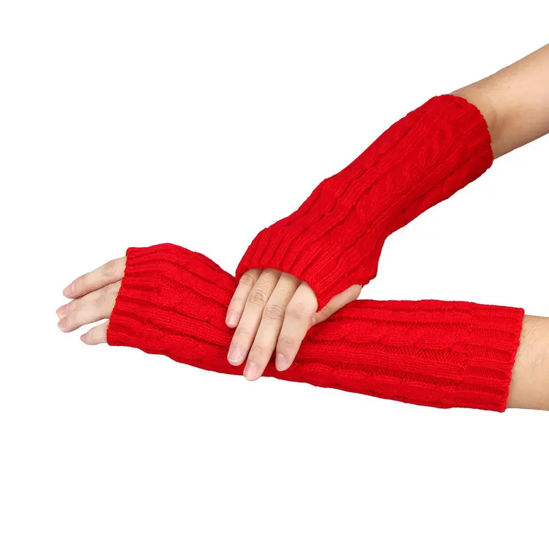 Glovenovelty Soft Gloves Women Girl Mittens Knitted Arm Fingerless Gloves Warm Mitten 7