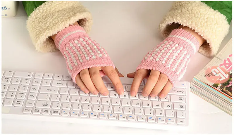 Gloves Cute Girls Knitting Warm Mittens Pineapple Pattern Half Fingerless Gloves Fast Shipping Feida 2