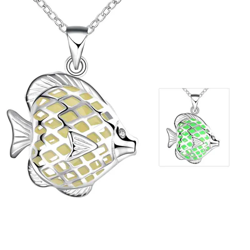 Glow In The Dark Pendant Necklace Hollow Fish Collares Mujer Jewelry Luyn 2 2