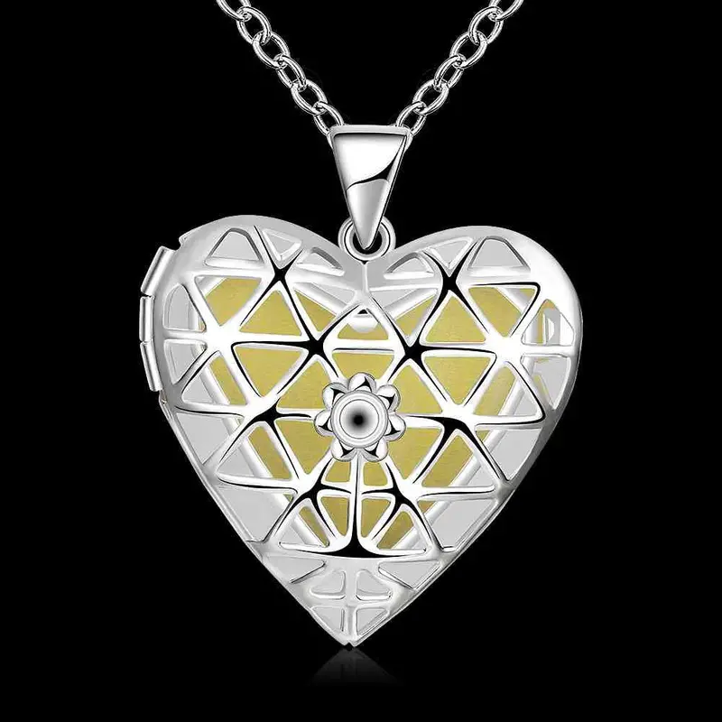 Glow Jewelry Necklace Women Hollow Heart Net Colar Vintage Accessories Luyn 83 1