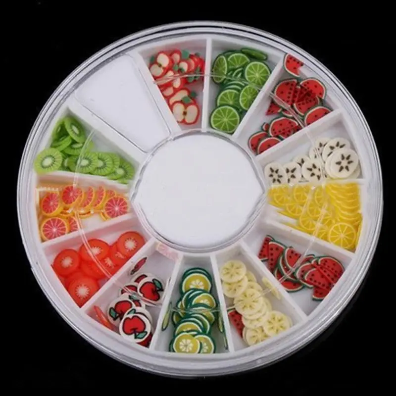 Goforward 12 Color Diy Nail Art Decorations Fruit Slices 3D Polymer Clay Tiny Nail Art 1