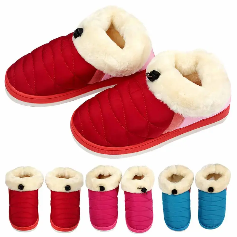 Goforward 3 Colors Women Soft Warm Indoor Cotton Waterproof Home Anti-Slip Shoes 2