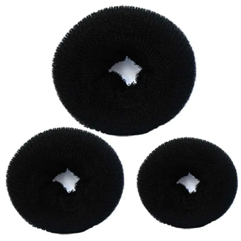 Goforward 3Pcs Sponge Women Hair Bun Ring Donut Shaper Maker 3 Sizes Black 1