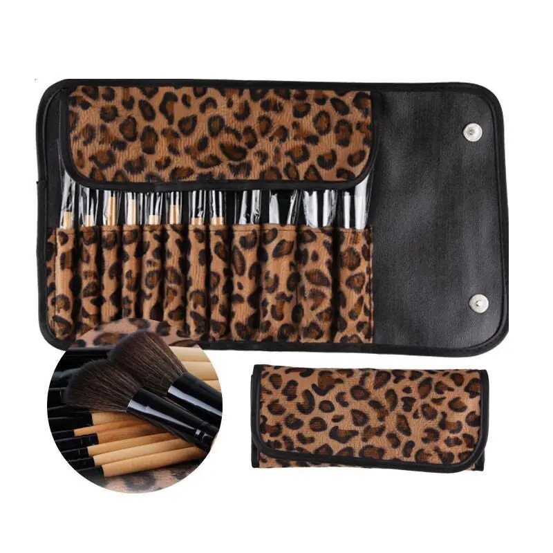 Goforward Amazing 12 Pcs Pro Makeup Brush Cosmetictool Beauty Brushes Leopard Bag 1