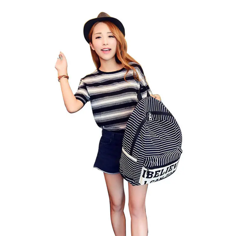 Goforward Backpack For Student Teenager School Backpack Women's Casual Stripe Travel Daypacks Men Canvas Laptop Bookbag Backpack 3