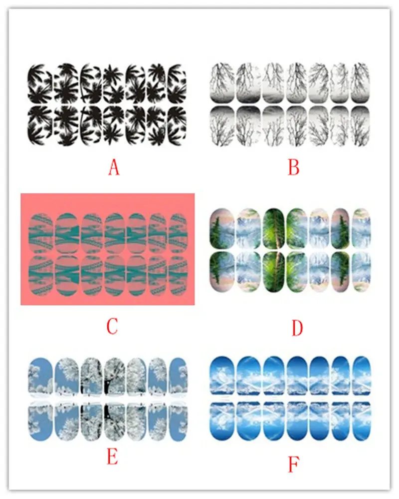 Goforward Colorful 12 Styles Nail Art Transfer Stickers 3D Manicure Tips Decal Decoration 1
