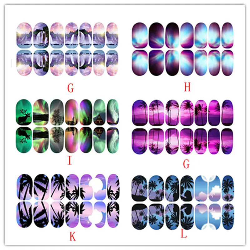Goforward Colorful 12 Styles Nail Art Transfer Stickers 3D Manicure Tips Decal Decoration 2