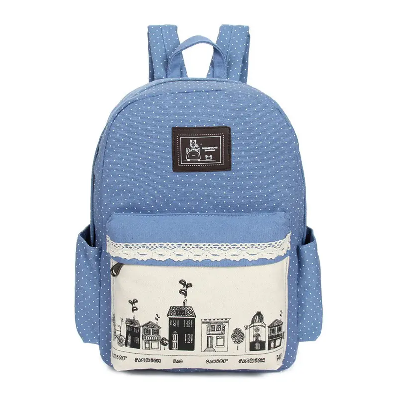 Goforward Design Women Cartoon Printing Double-Shoulder Bag Backpack Schoolbag Canvas Backpacks Bags Rucksack 4