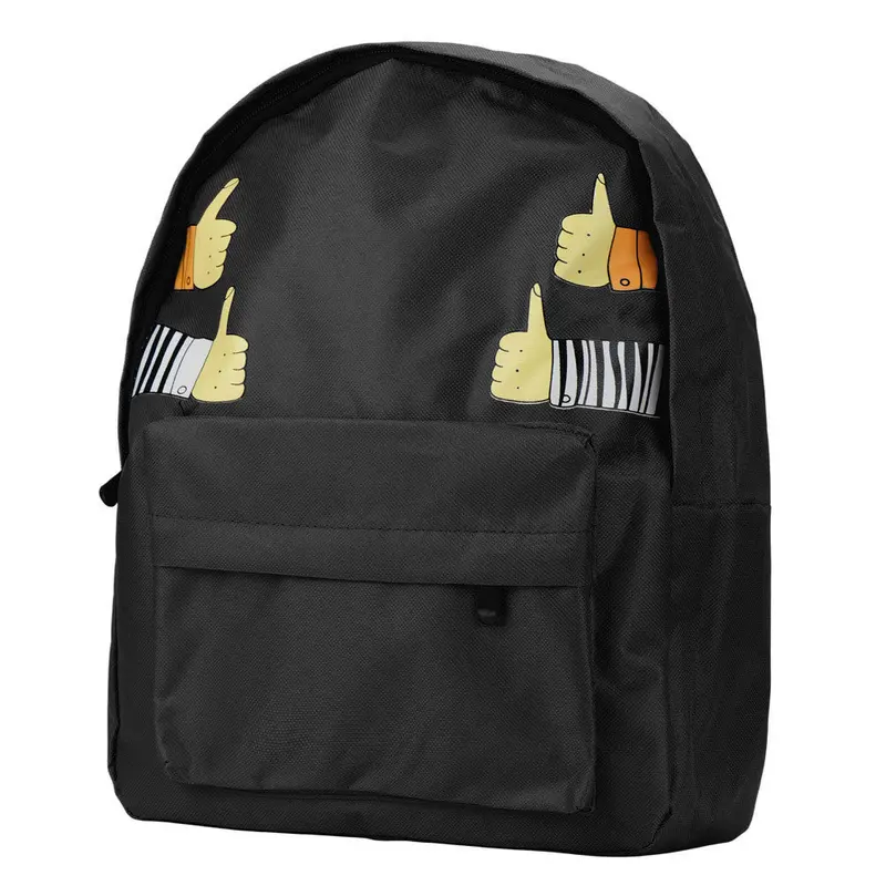 Goforward Fasion Women Girl Double-Shoulder Thumb Thumb Up Canvas Backpack Schoolbag 1