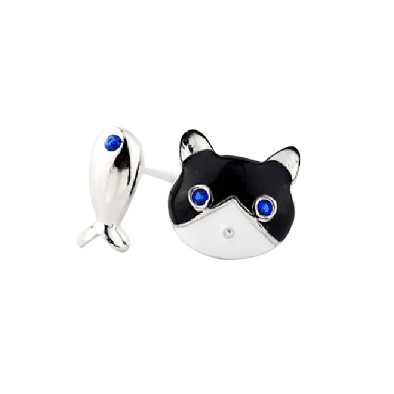 Goforward Korean Jewelry Imitate Rhinestone Cat Cute Fish Stud Earrings For Women Jewelry 1