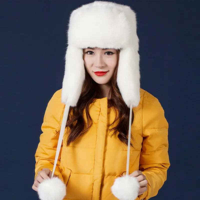 Goforward Lady Women Faux Fox Fur Warm Soft Hat Cossack Cap 2