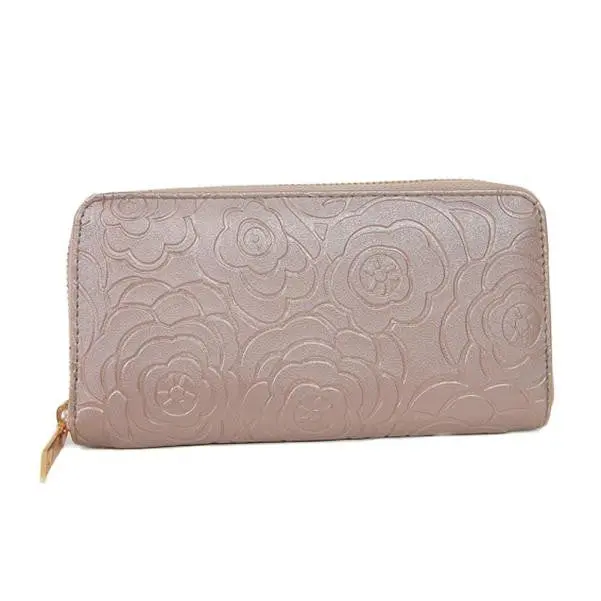 Goforward Lady Women Zipper Leather Clutch Wallet Long Card Rose Embossed Wallet 3
