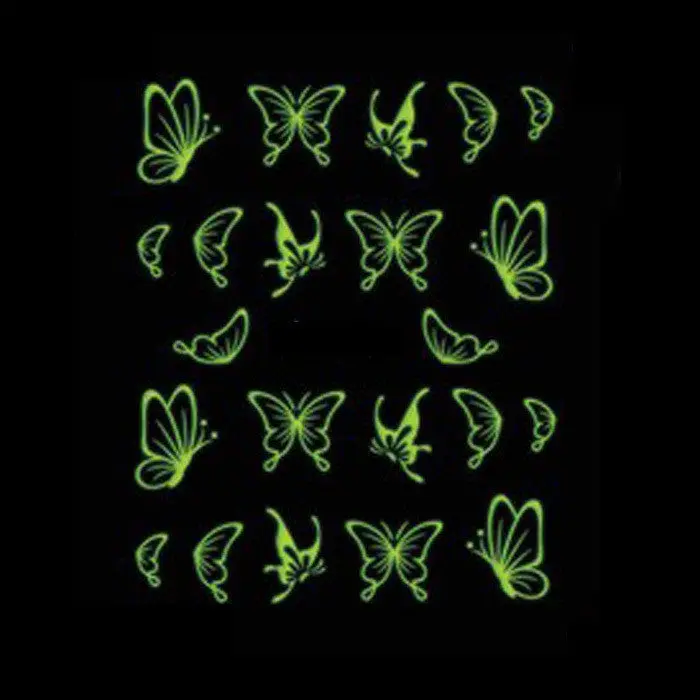 Goforward Lovely Luminous Nail Art Stickers Decals Decoration Butterfly Design 1