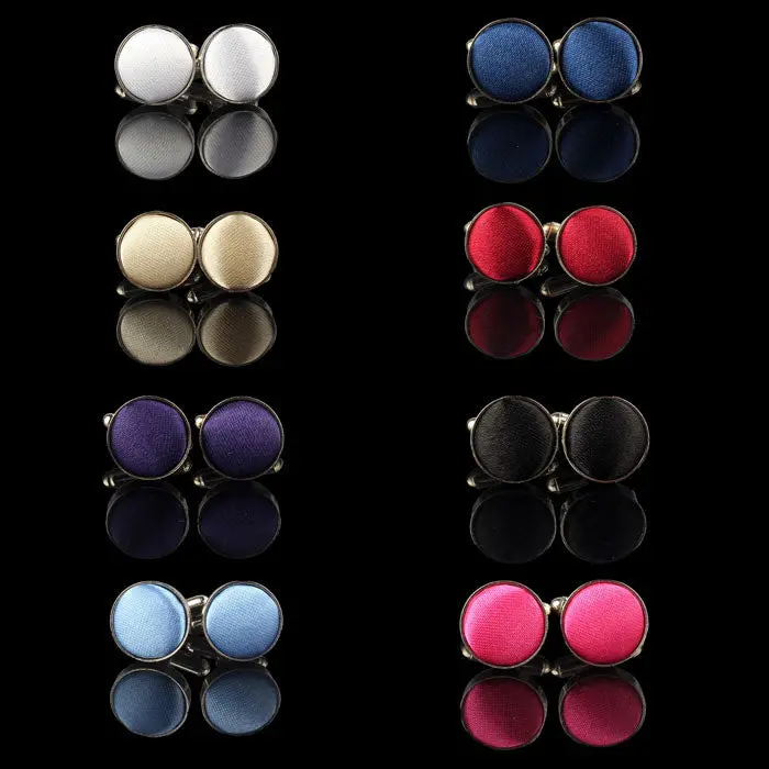Goforward Men Dress Round Cloth Cufflinks For Business Shirt Wedding Party 1