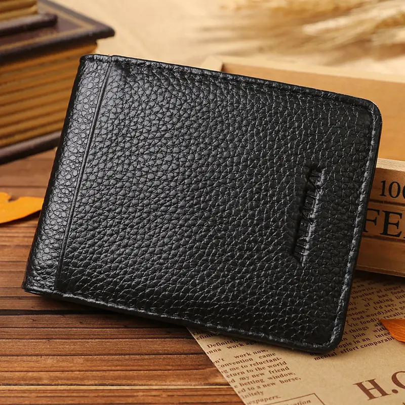 Goforward Mens Leather Wallet Silver Money Clip Id Credit Purse 1