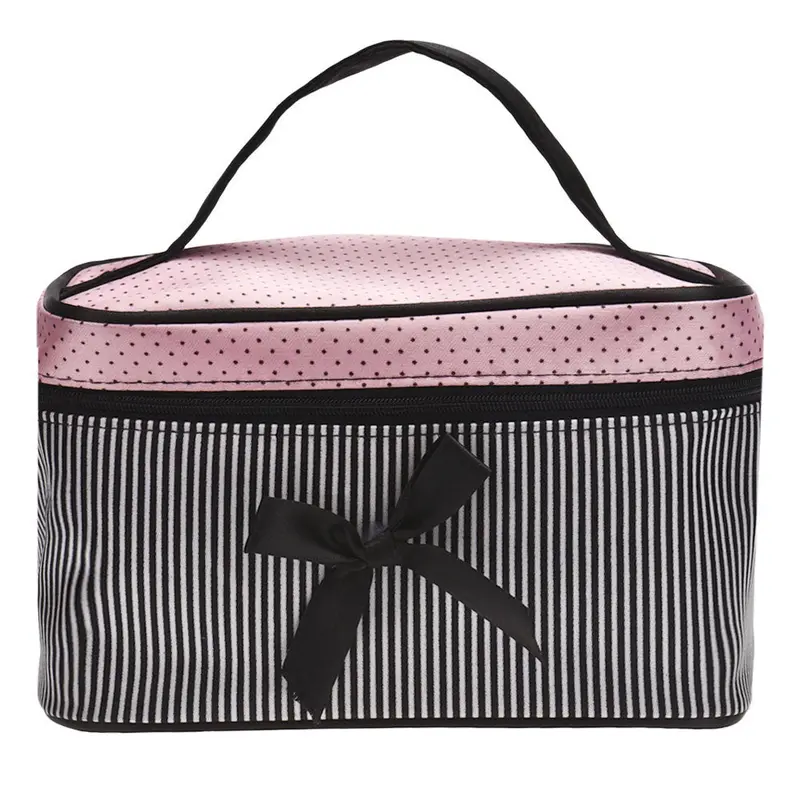 Goforward Square Bow Stripe Makeup Cosmetic Bag 2