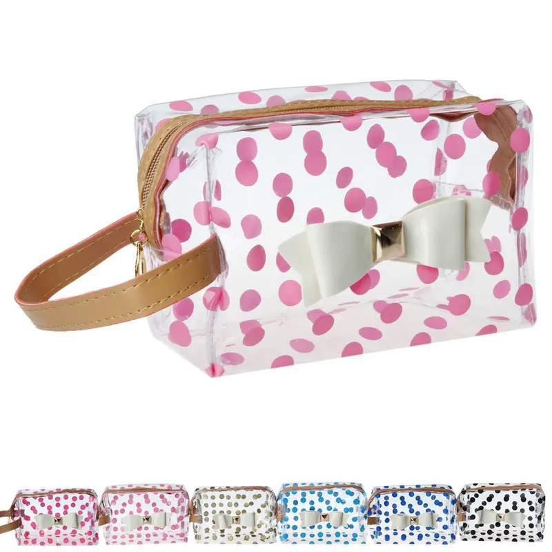 Goforward Transparent Pvc Dot Bow Square Cosmetic Bag 1
