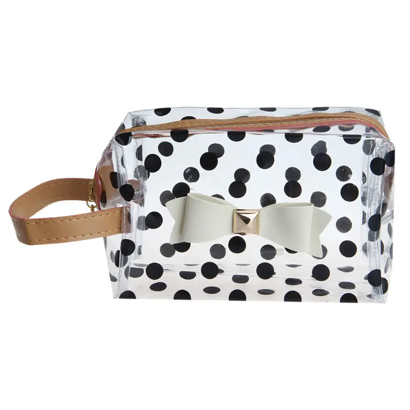 Goforward Transparent Pvc Dot Bow Square Cosmetic Bag 3