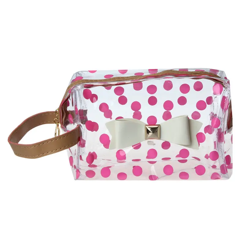 Goforward Transparent Pvc Dot Bow Square Cosmetic Bag 4