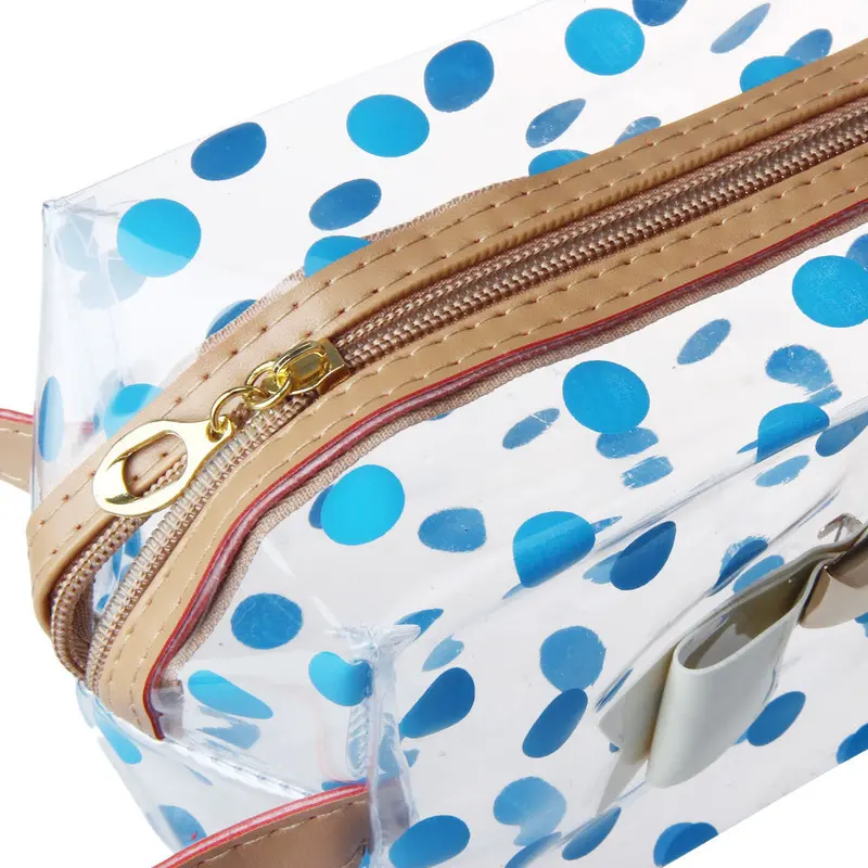 Goforward Transparent Pvc Dot Bow Square Cosmetic Bag 6