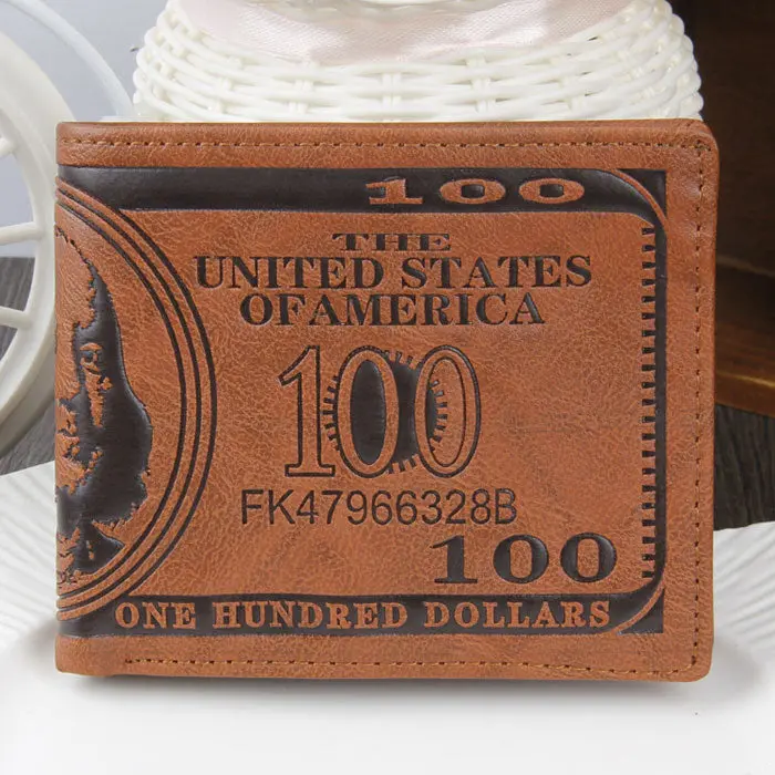 Goforward Us Dollar Bill Wallet Brown Pu Leather Wallet Bifold Credit Card Po 1