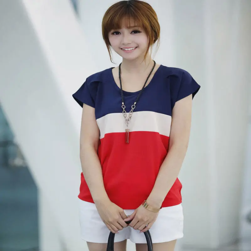 Goforward Women Clothing Korea Women Casual Chiffon Loose Sheer Short Sleeves Top T-Shirt 2