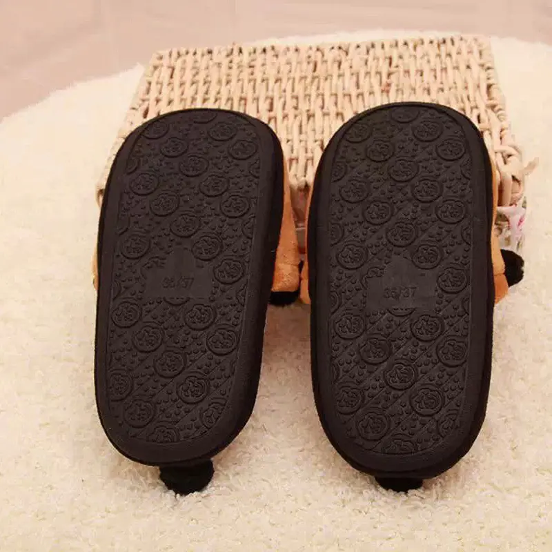 Goforward Women Cute Bear Warm Plush Antiskid Indoor Home Slippers 1