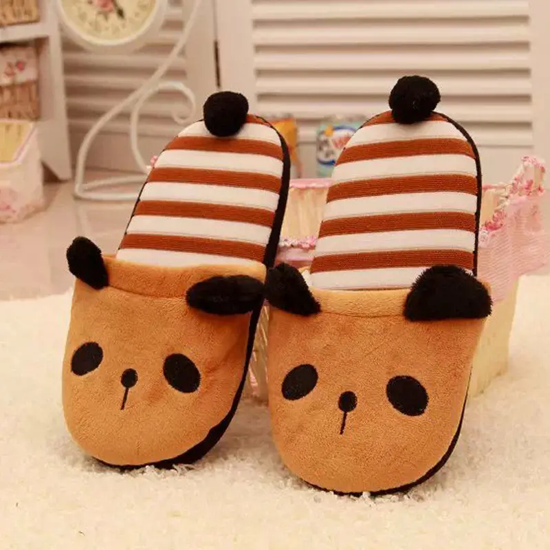 Goforward Women Cute Bear Warm Plush Antiskid Indoor Home Slippers 3