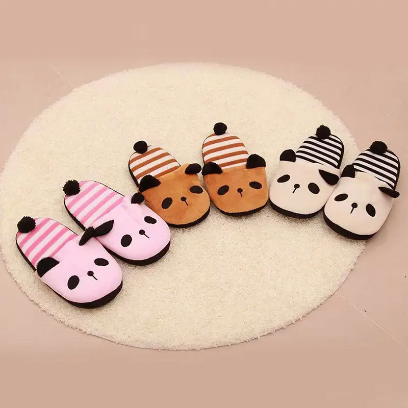 Goforward Women Cute Bear Warm Plush Antiskid Indoor Home Slippers 6