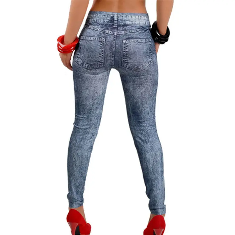 Goforward Women Denim Snowflake Skinny Stretch Sexy Soft Tights Pants 1