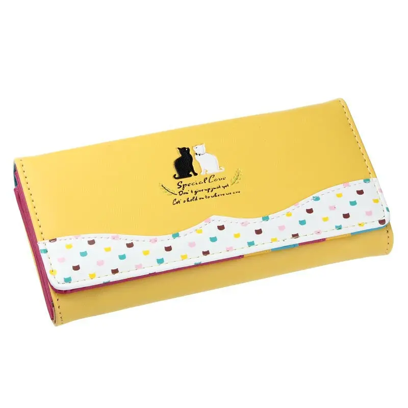 Goforward Women Design Cat Pattern Long Purse Checkbook Money Clutch Card Holder Wallet Bags For Women Lady Girl 1