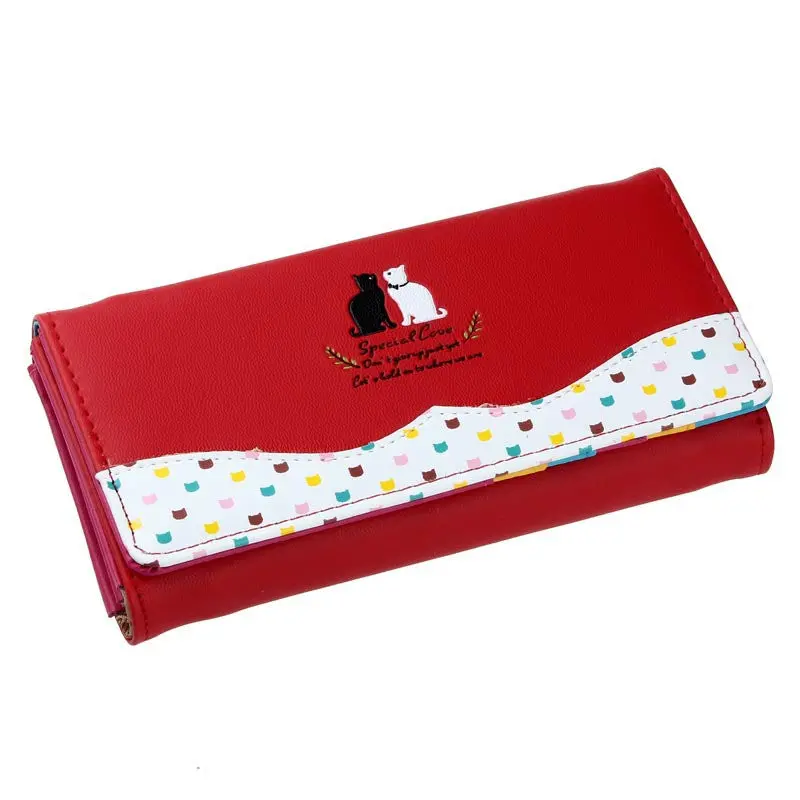 Goforward Women Design Cat Pattern Long Purse Checkbook Money Clutch Card Holder Wallet Bags For Women Lady Girl 2