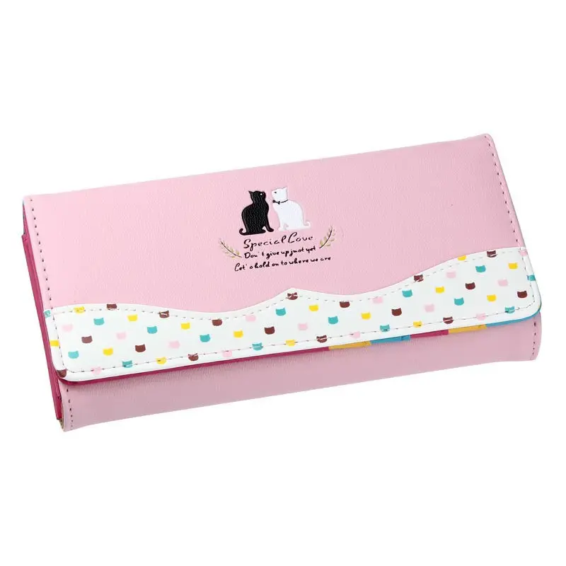Goforward Women Design Cat Pattern Long Purse Checkbook Money Clutch Card Holder Wallet Bags For Women Lady Girl 4
