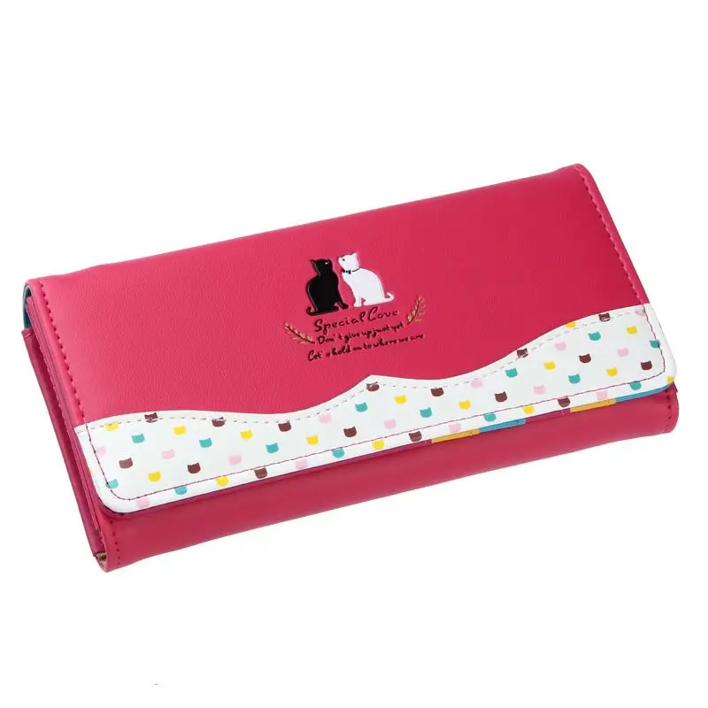 Goforward Women Design Cat Pattern Long Purse Checkbook Money Clutch Card Holder Wallet Bags For Women Lady Girl 5