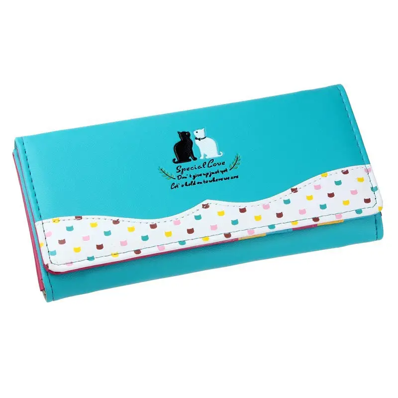 Goforward Women Design Cat Pattern Long Purse Checkbook Money Clutch Card Holder Wallet Bags For Women Lady Girl 6